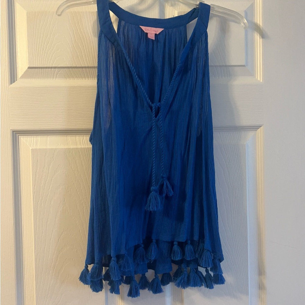 Lilly Pulitzer Cobalt Blue Tassel Tank Top